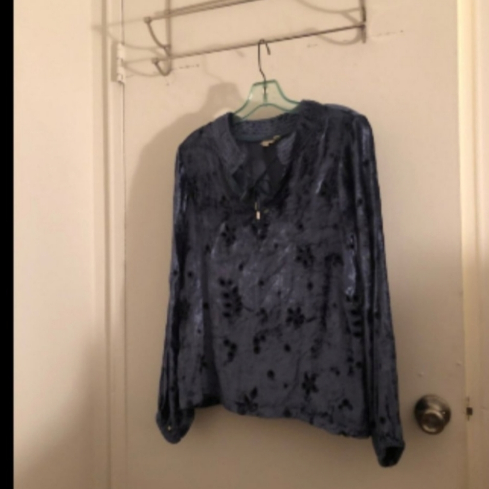 Seen Worn Kept Anthropologie Bonnie Velvet Peasant Top Sx XS